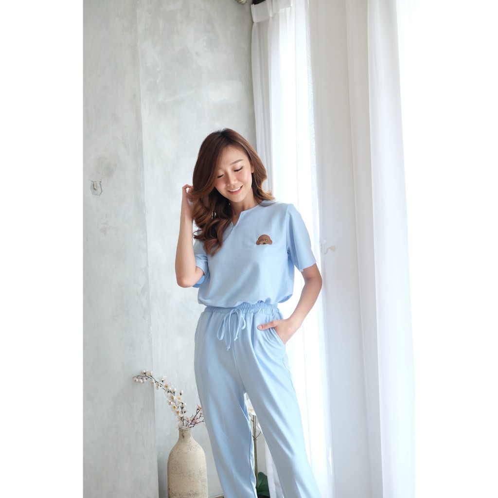 Furry Set Pakaian Wanita ( poodle, corgi & polos )-Babyblue