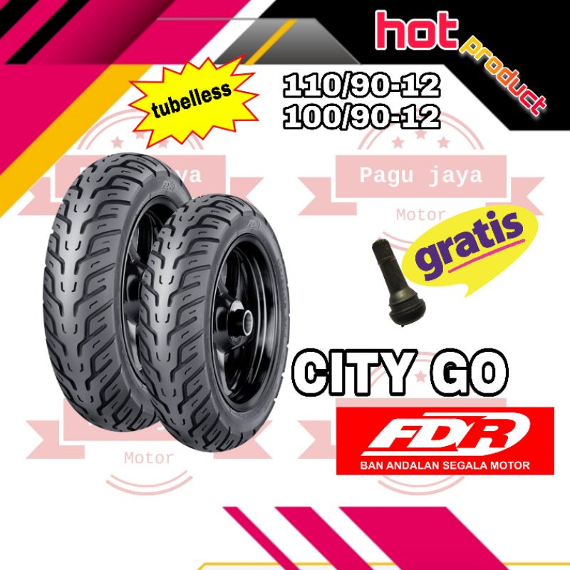 ban luar tubles tubeles tubelless matic scoopy ring 12 fdr city go citygo 110/90-12 100/90-12 original asli gratis tutup pentil