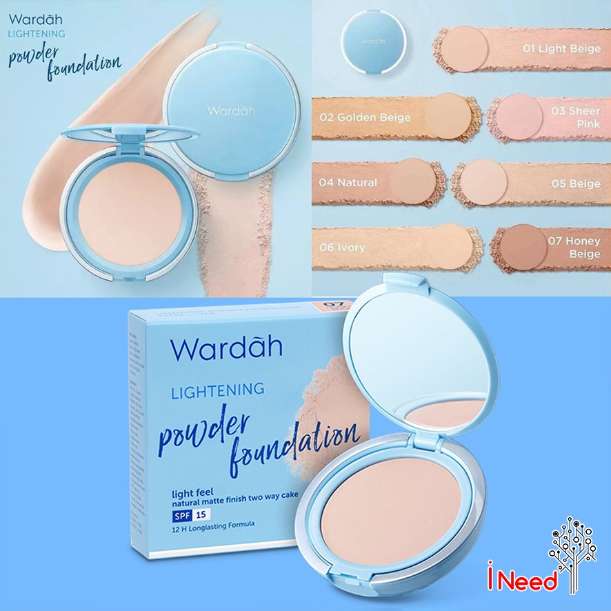 (INEED) WARDAH Lightening Two Way Cake SPF 15 | Wardah Lightening Powder Foundation Light Feel 12gr