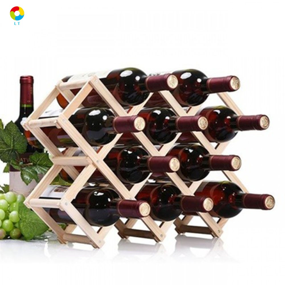  Rak  Holder Botol Wine  Model Dapat Dilipat Bahan Kayu 3 