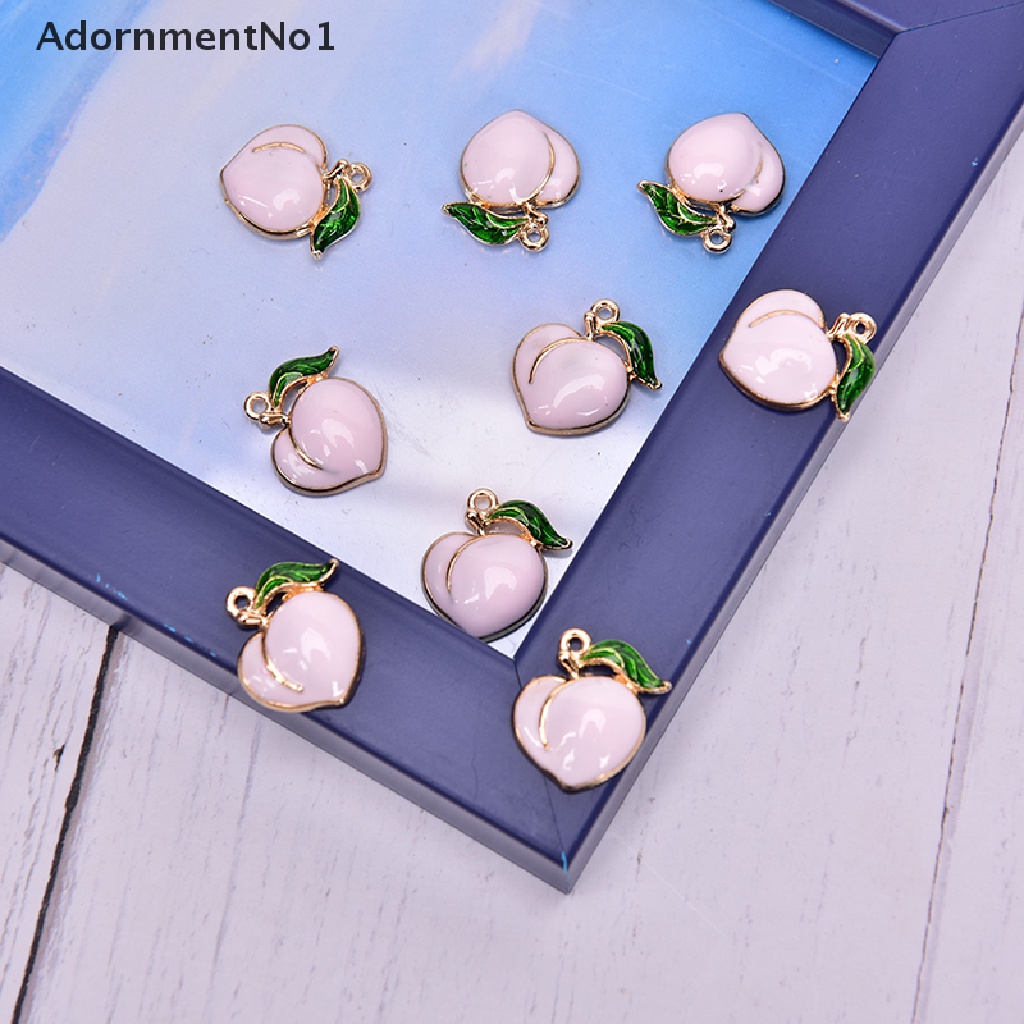 (AdornmentNo1) 10pcs / Set Liontin Enamel Bentuk Buah Peach Bahan Alloy Untuk Kerajinan Tangan DIY