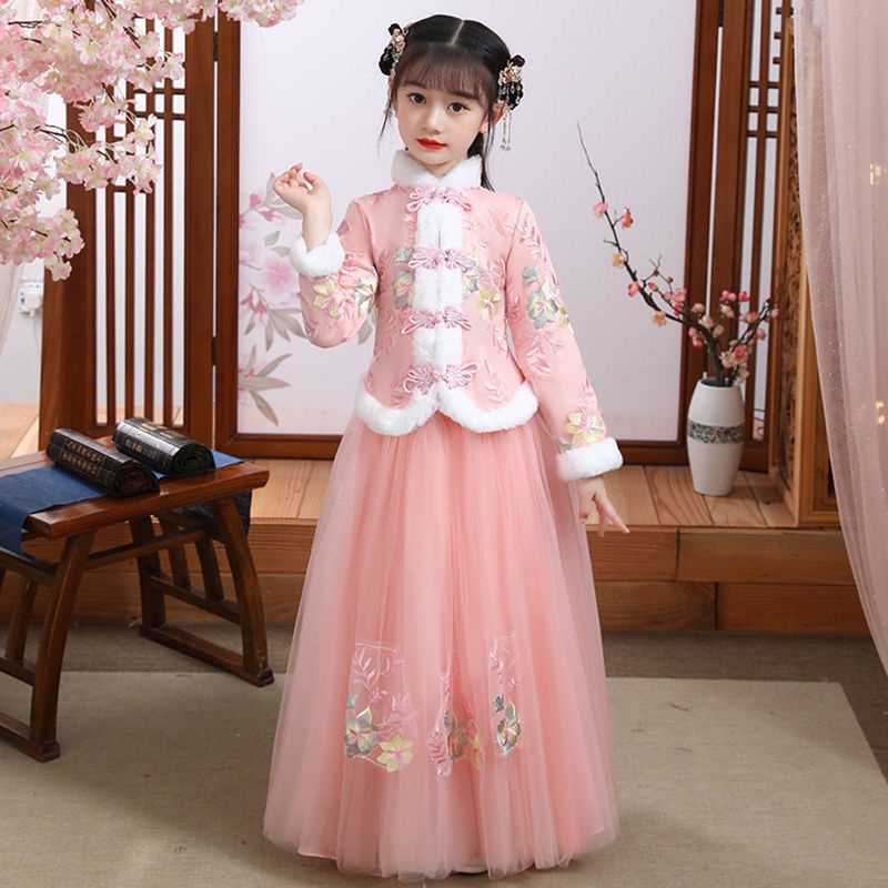 Children's Hanfu girls' ancient costume super fairy thickened dress Chinese style Princess Dress win