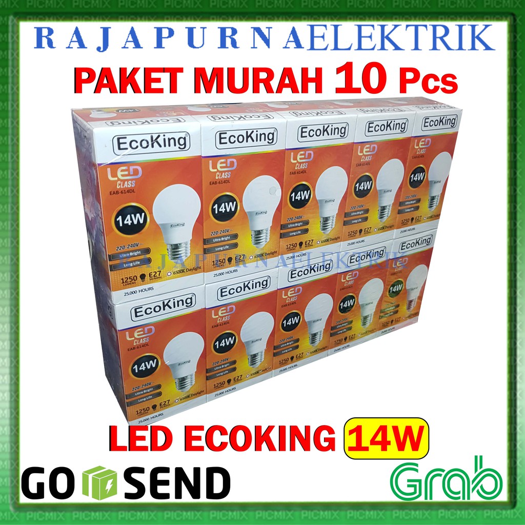 LAMPU LED 14W - 14 watt ECOKING SUPER TERANG - TAHAN LAMA (PAKET 10Pcs)