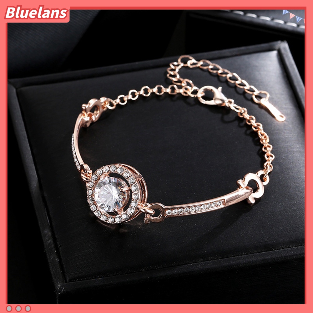 Gelang Bangle Cubic Zirconia Bentuk Bulat Adjustable Untuk Wanita