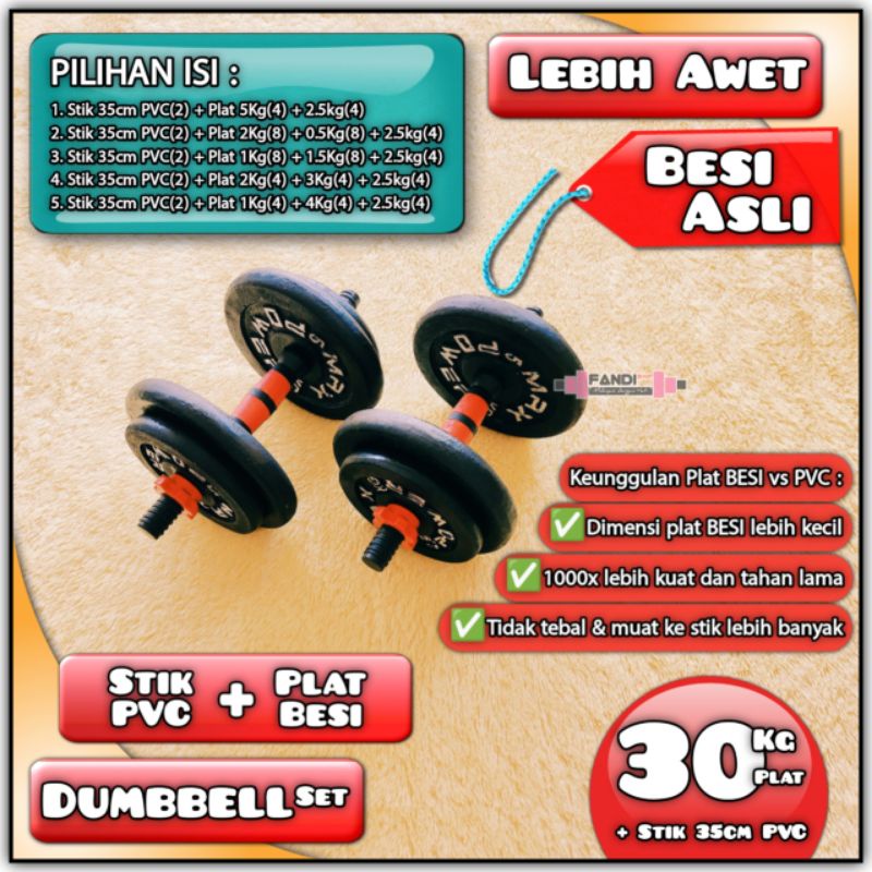Barbel 30kg - dumbbell set 30kg - dumbell 30kg - dumble 30kg