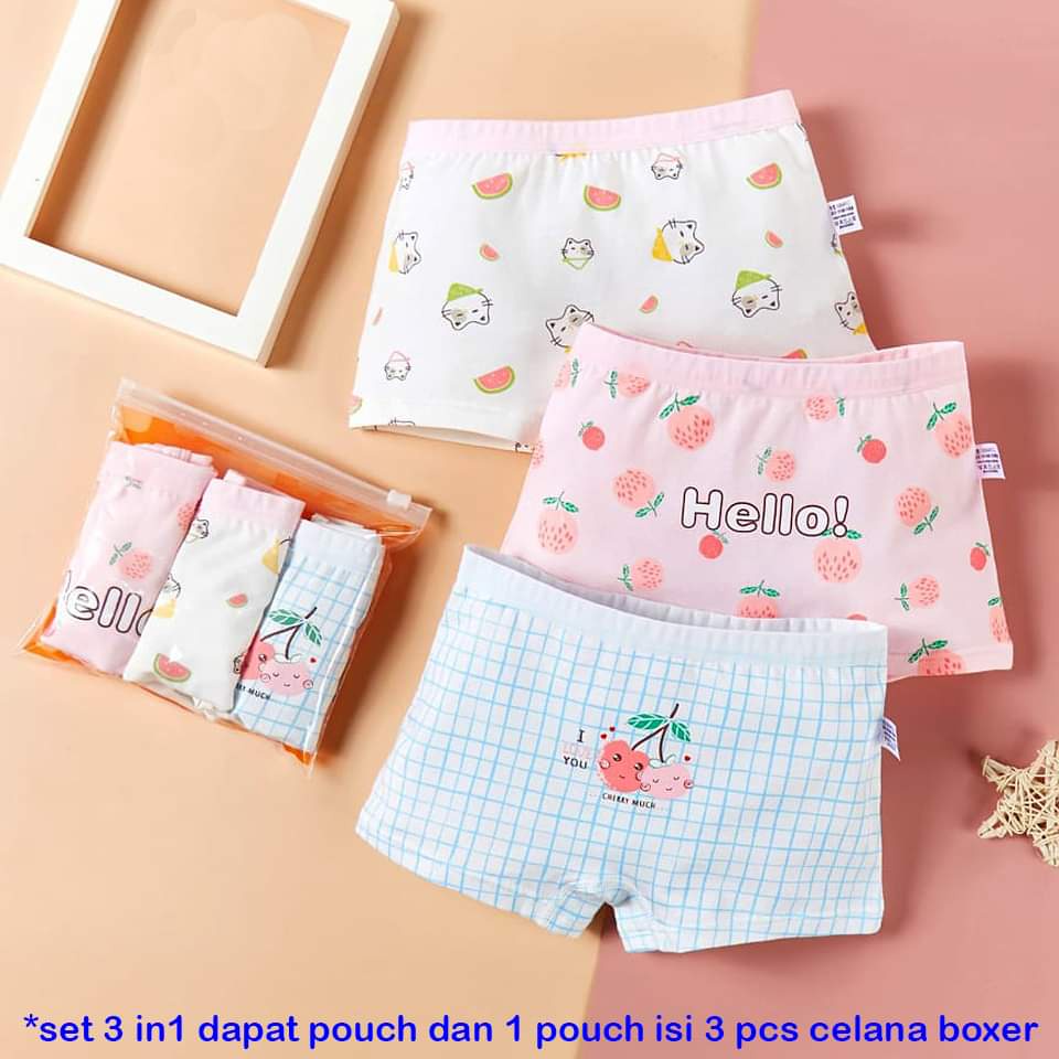 Celana Boxer Anak Perempuan Dengan Pouch