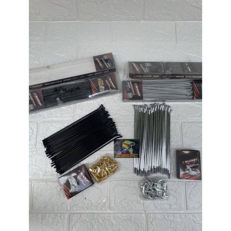 Jari jari ruji Scarlet racing Klx 150 Dtracker 150 Wr 155 supermoto ring 17/17 Hitam chrome