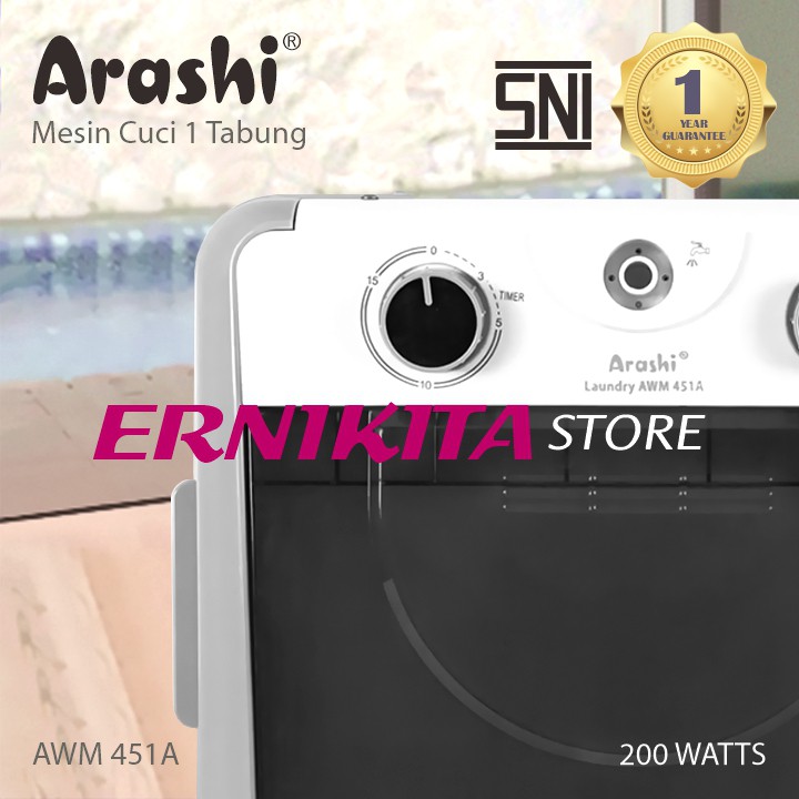 Mesin Cuci 1 Tabung ARASHI AWM 451A - 4.5 Kg - Mesin Cuci Portable - GARANSI 1 Tahun