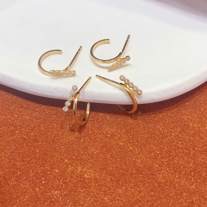 Anting Hoop Bahan Titanium Steel S925 Hias Kristal Berlian Gaya Korea Untuk Wanita