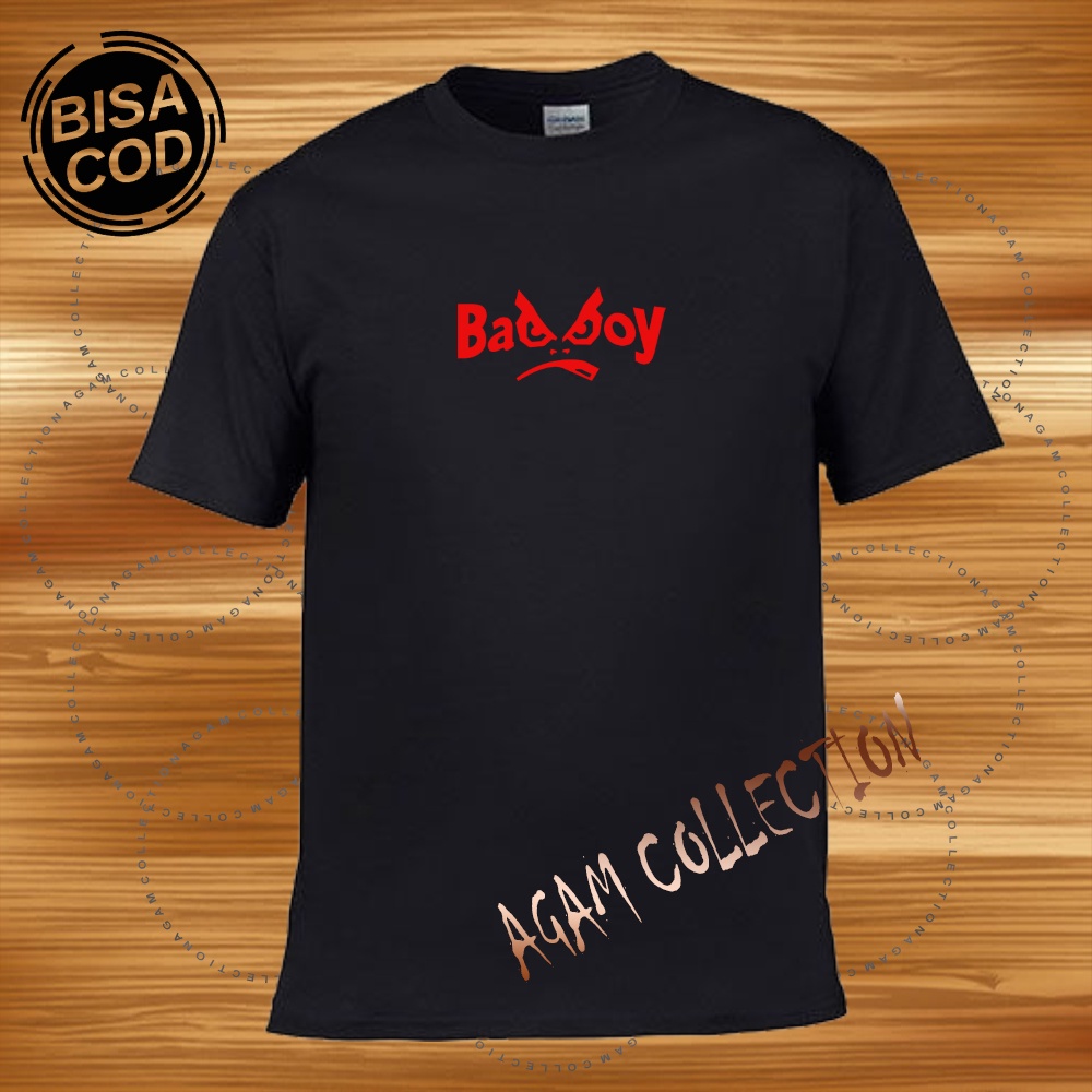 Agam Collection Baju Kaos Distro Badboy Text Merah Lengan Pendek Premium Quality