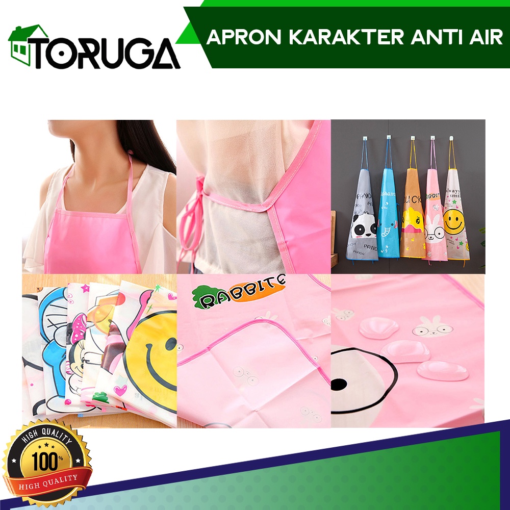 Apron Celemek Dapur Masak Anti Air Waterproof Karakter Kartun Lucu