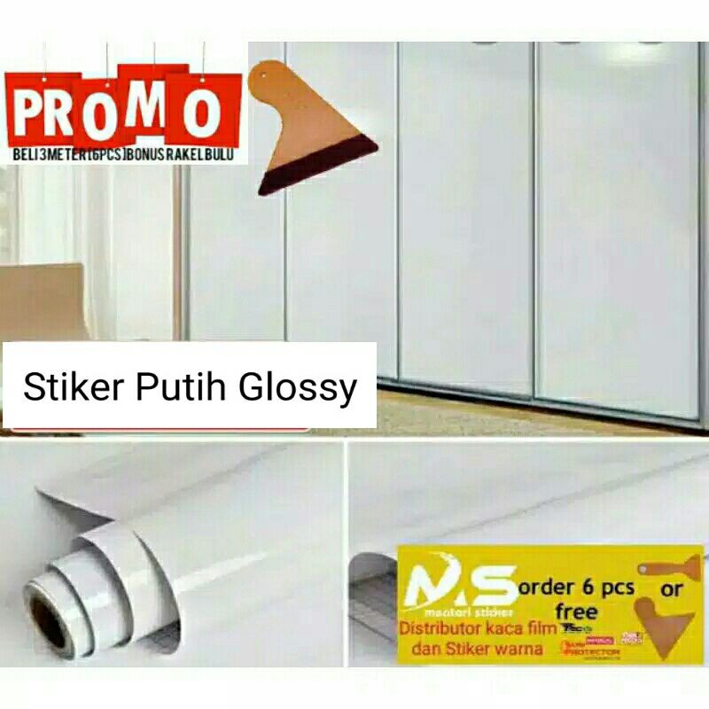 Stiker Vinyl Putih Glossy  Stiker Lemari Skotlet glass 