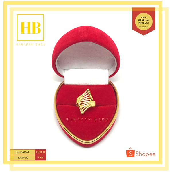 Cincin Emas 24 Karat 99% - Fan | Cincin Kawin, Model Kipas, Model Daun