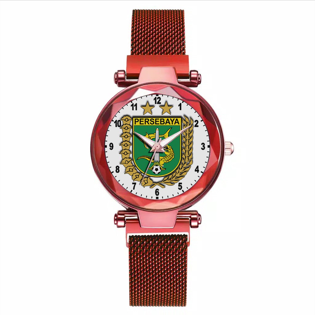 Jam Tangan Wanita Custom - Bonita PERSEBAYA MOTIF 5 Free Box &amp; Batre Cadangan