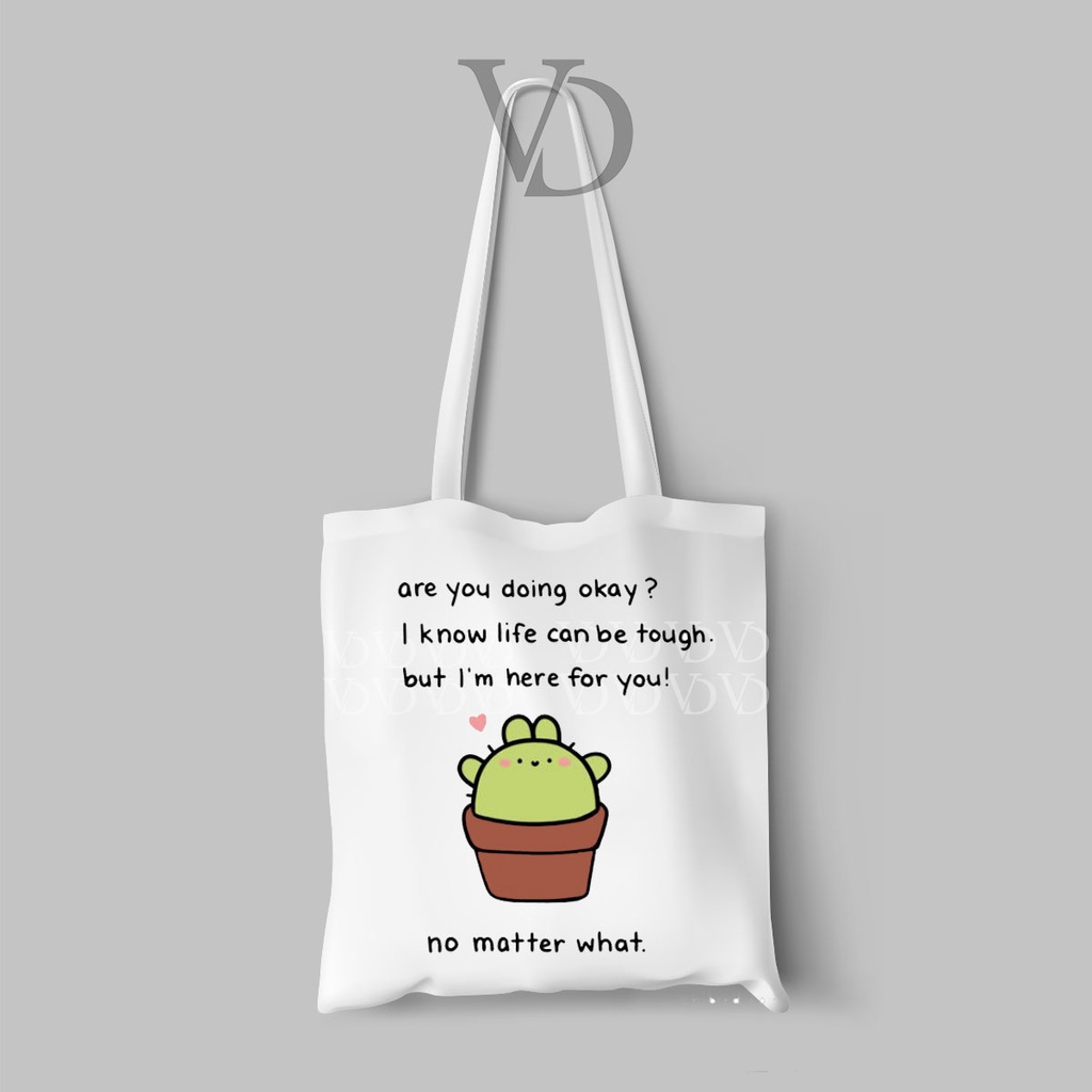 TOTE BAG BAHAN KANVAS QUOTES BEST FRIENDS TERBARU / MOTIVATION TOTE BAG / TAS BELANJA KEKINIAN