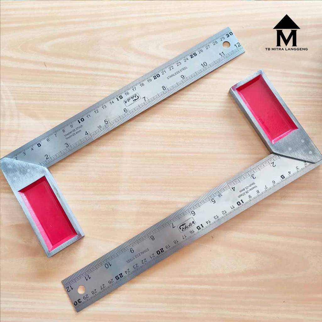Siku Tukang Siku Meter Besar Tebal Stainless Steel