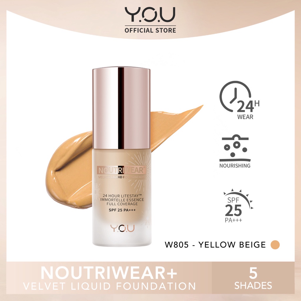 Y.O.U NUTRIWEAR + VELVET LIQUID FOUNDATION SPF 25 PA+++ - 20ml