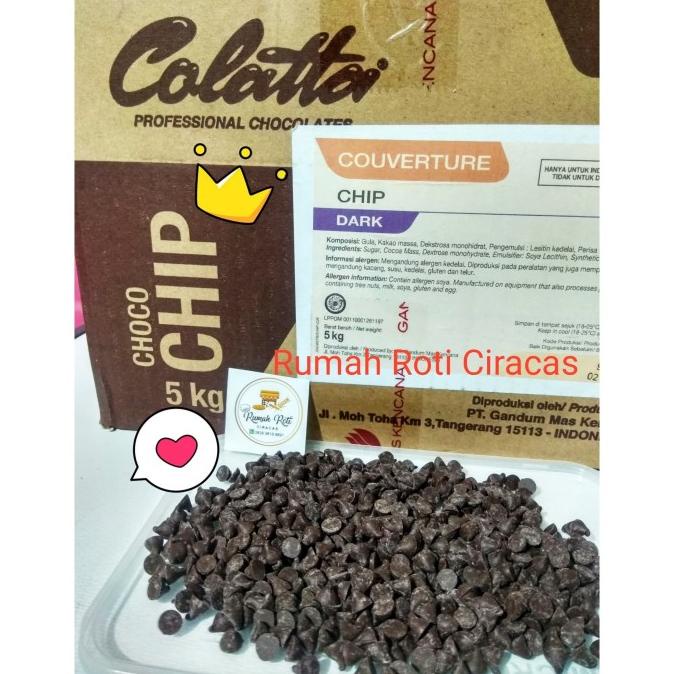 

CHOC CHIPS COLATTA COUVERTURE REPACK CHOC CHIP COLATA COMPOUND 250GR TERLARIS TERPERCAYA ORIGINAL