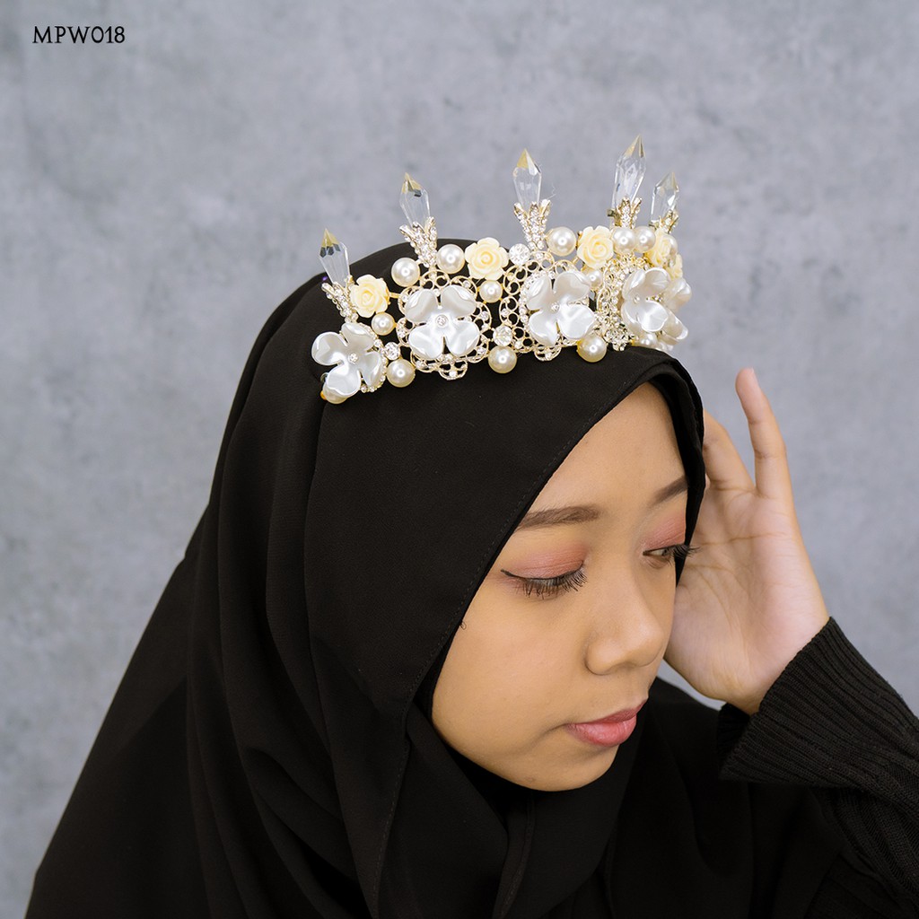 [PALING LARIS] HEADPIECE PERNIKAHAN AKSESORIS HIJAB BUNGA PUTIH MPW018