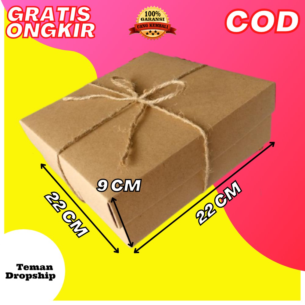 

KARDUS HAMPERS KOTAK KADO GIFT BOX KADO KOTAK HAMPERS LID BOX SIZE 22X22X9 CM -TALI