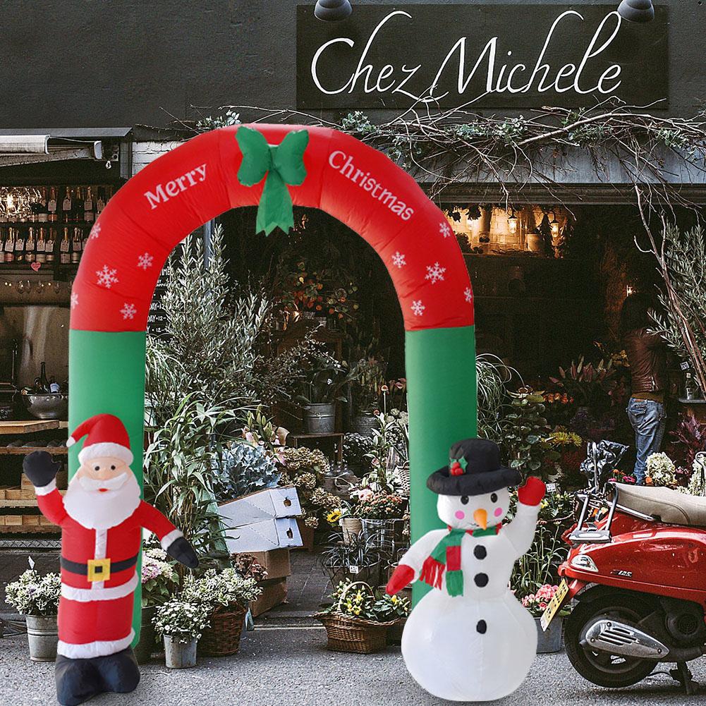 240cm Christmas Decor Santa Claus Snowman Inflatable Arch Garden