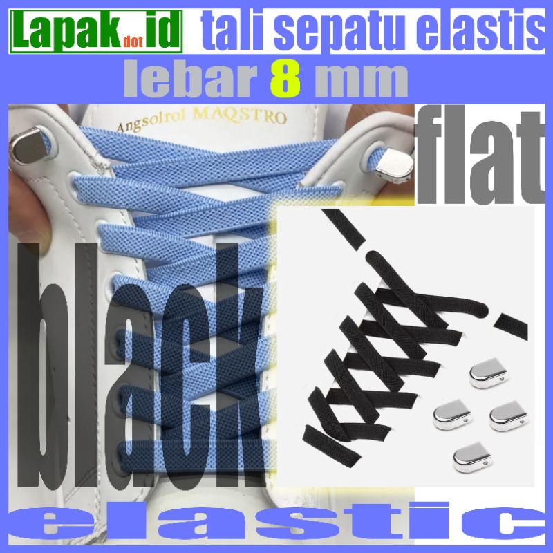 tali sepatu elastis flat lebar dengan metal lock