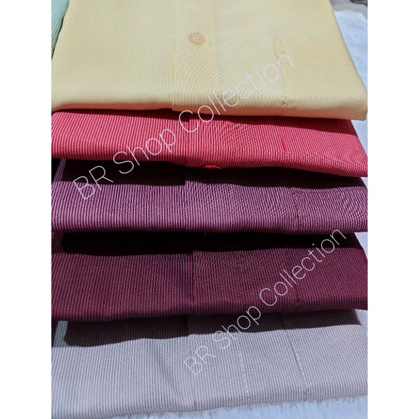 Kemeja Pendek Polos Garis Halus M L XL - Kemeja Polos Biru Abu Hijau Muda Tosca Coklat Maron Kuning