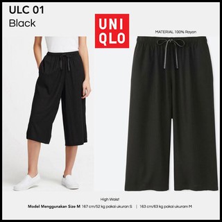  Celana  Kulot 3 4 Wanita  Uniqlo  High Waist Original Sisa 