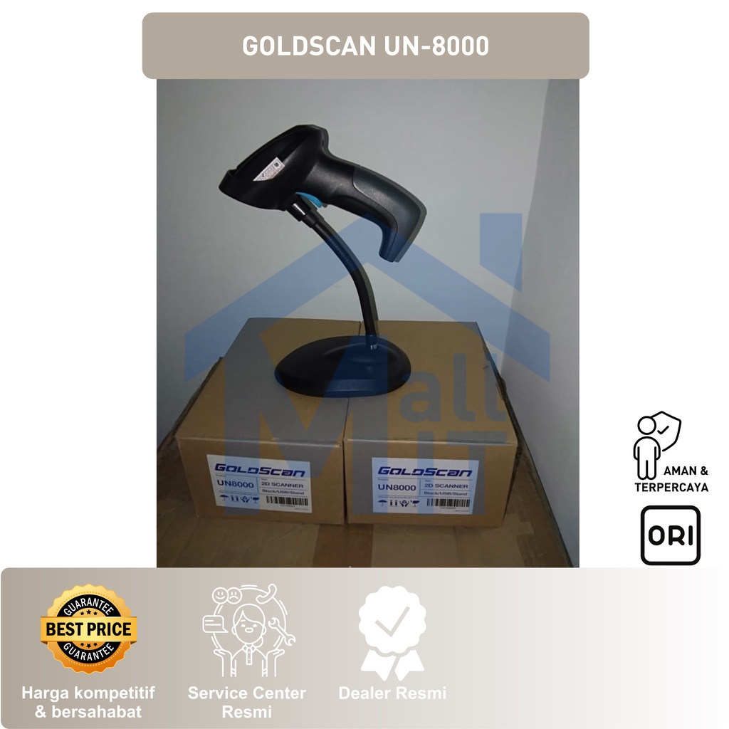 Mdn  ( Bisa Cod ) BARCODE SCANNER 2D GOLDSCAN UN8000 GOLDSCAN UN-8000 UN 8000 BARCODE TEMBAK PETAK BATANG GARANSI RESM