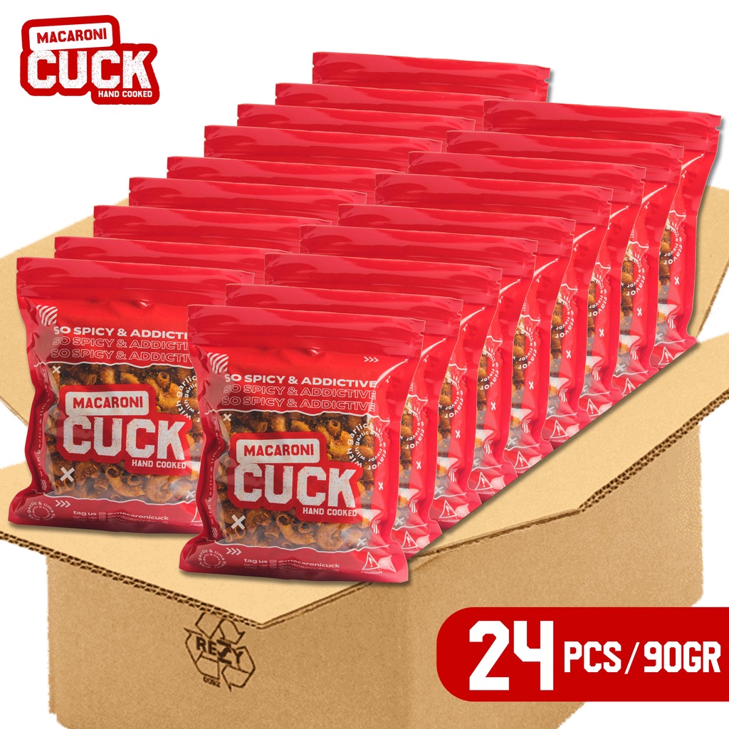 

Macaroni Cuck Makaroni Goreng Pedas Daun Jeruk 24 Pcs Kemasan Reguler 80gr Makanan Ringan Jajanan