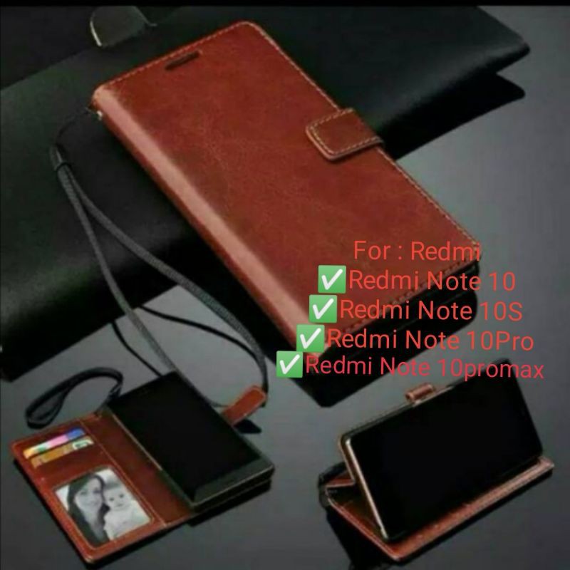 Sarung Redmi Note 10 10s 10pro 10proMax Pro Max ProMax Leather Flip Cover Dompet Wallet Casing