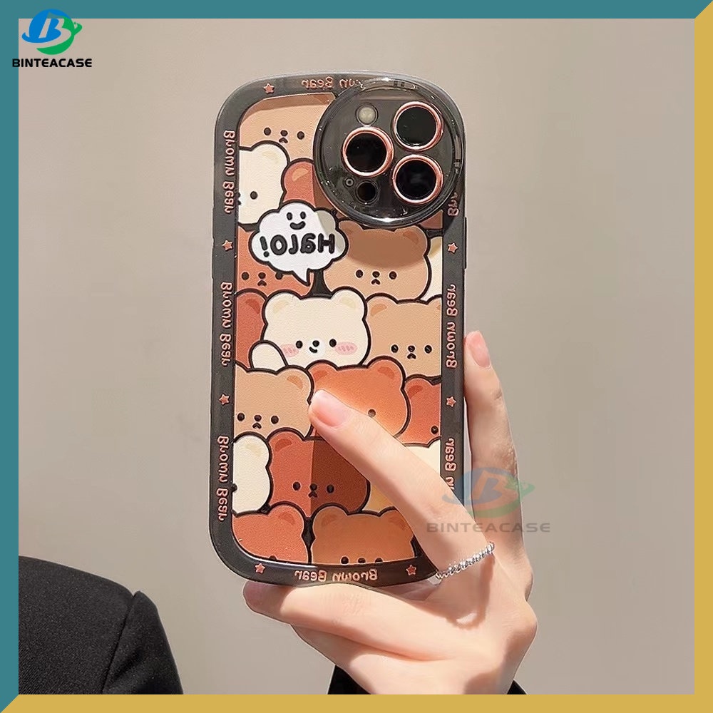 Soft Case TPU Motif Kartun Kepala Beruang Untuk IPhone 11 12 13 Pro MAX X XR XS MAX 6 6S 7 8 Plus SE 2020