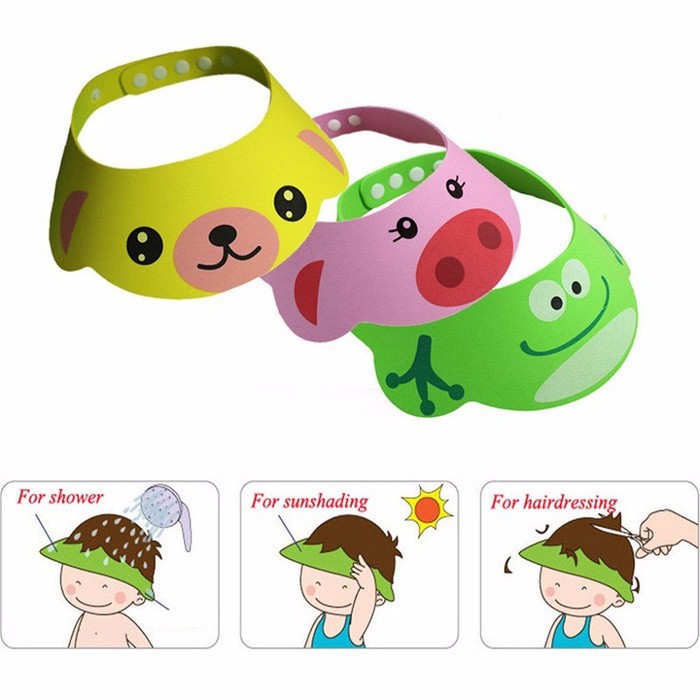 Topi Keramas Motif Bergambar Lucu Anak Bayi Shower Cap Dengan Kancing