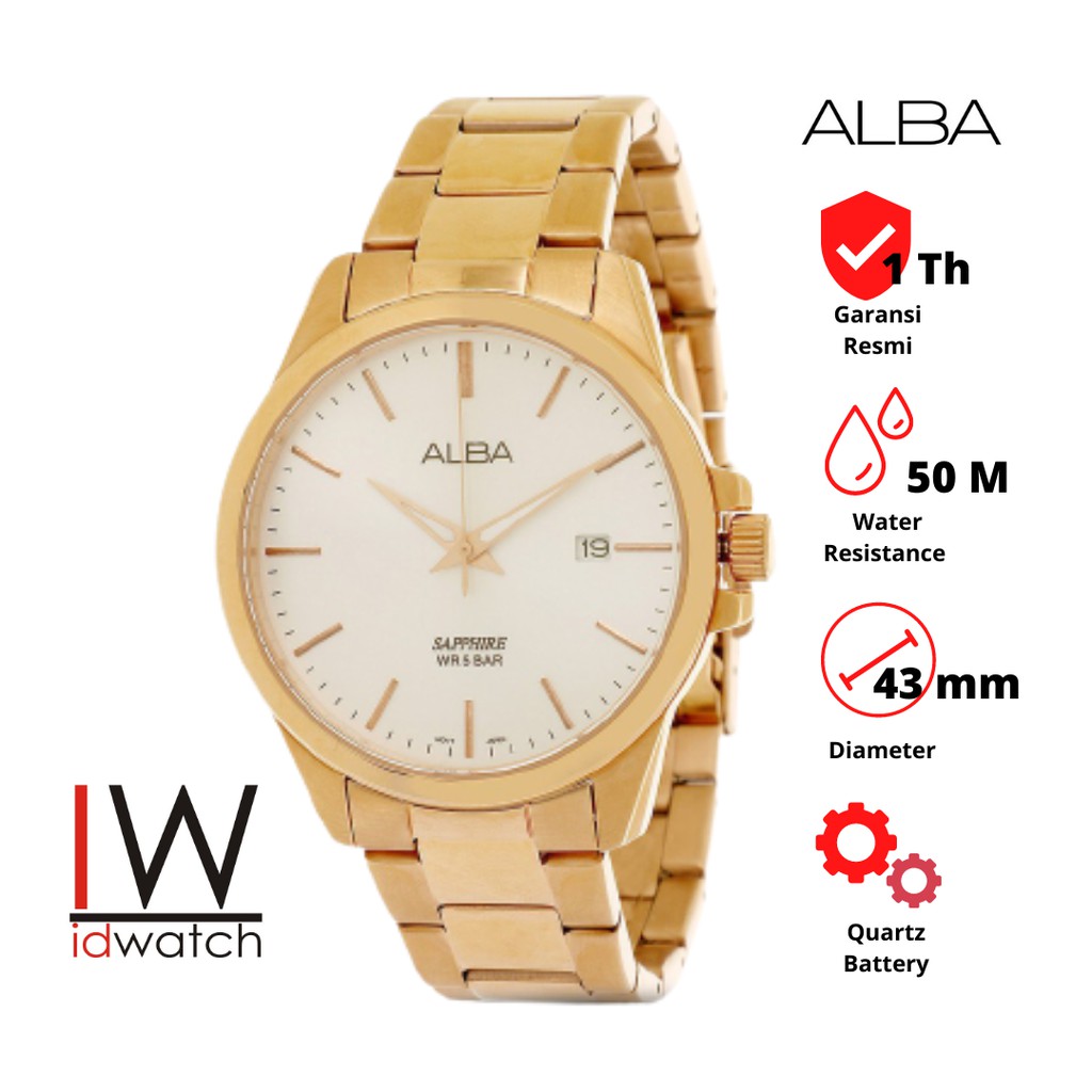 Alba AS9H98X1 Jam Tangan Pria Original AS9H98 Cowok Klasik Classic Strap Rantai Stainless