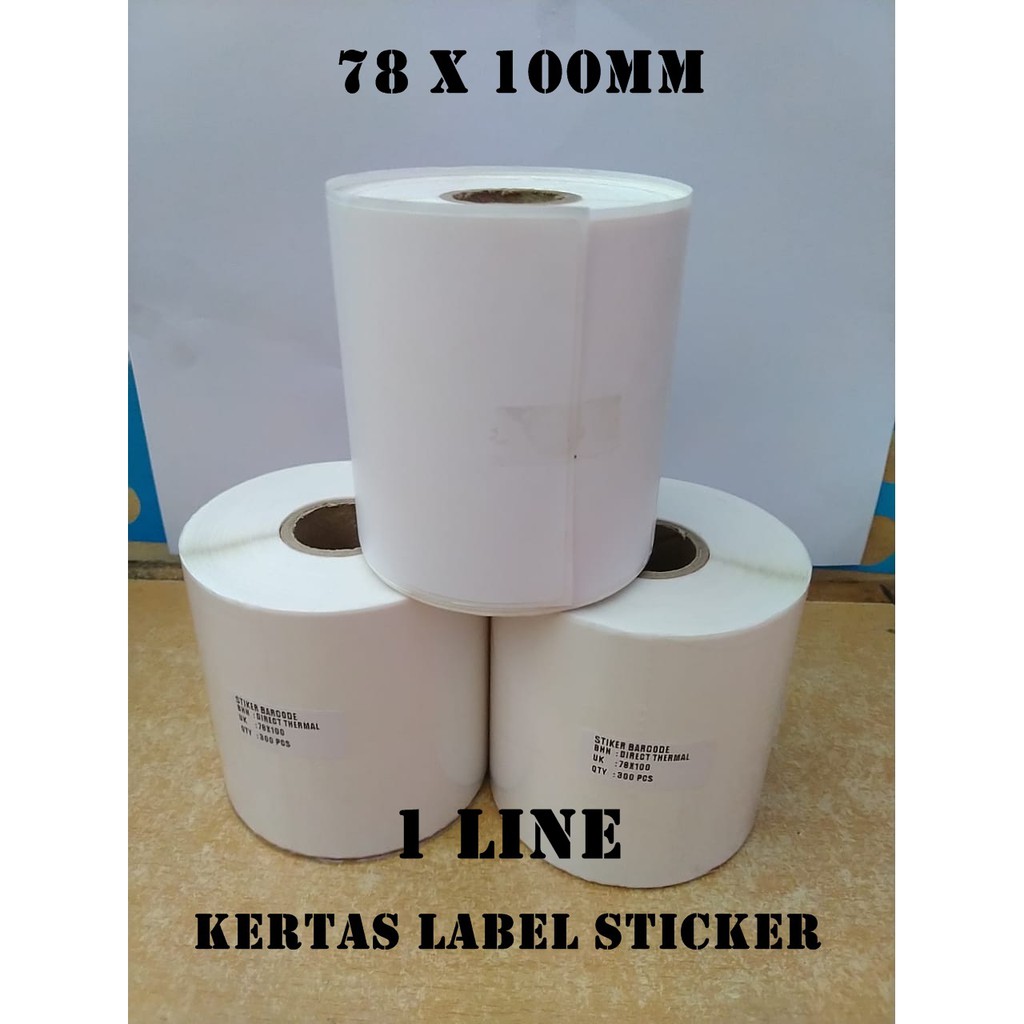 

KERTAS STICKER LABEL PRINTER BARCODE 78 X 100 MM - 1 LINE THERMAL