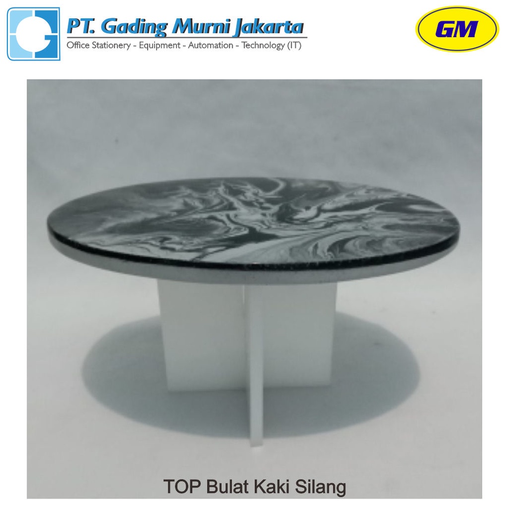 MEJA BULAT TOP KAKI SILANG