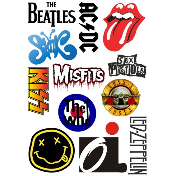 

stiker cutting vinyl logo band rock metal aestethic ukuran A4 / sticker custom