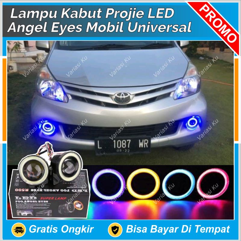 LAMPU LED FOGLAMP ANGEL EYE MOBIL PROJIE TEMBAK KABUT + 89 MM 89MM 2 MODE TERMURAH : AVANZA XENIA HO
