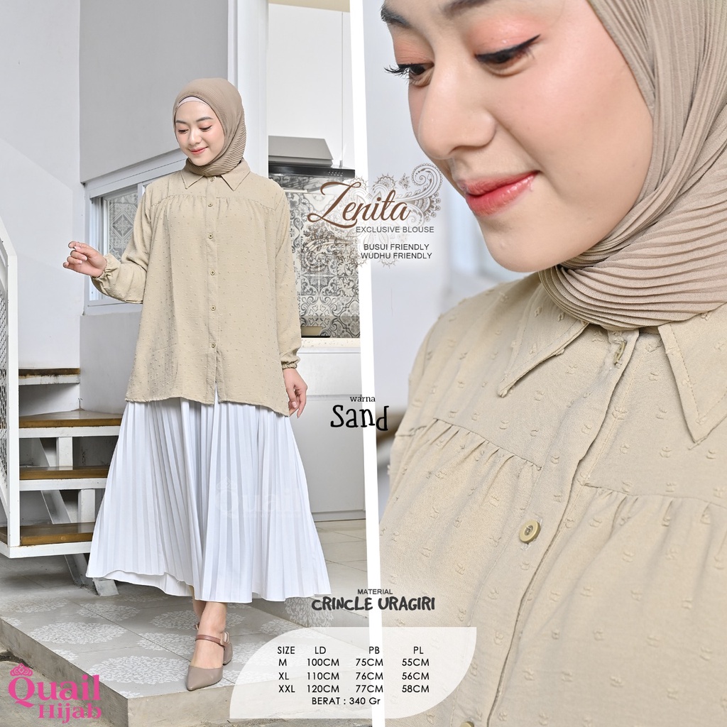 ZENITA Blouse Tunik Busui Quail  tile dot Hijab Material crincle uragiri