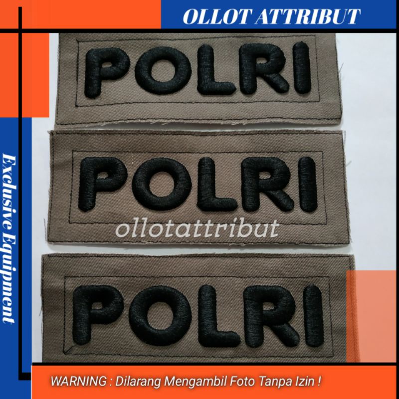 BET NAMA POLRI TIMBUL 3D / TULISAN POLRI BORDIR TIMBUL 3D