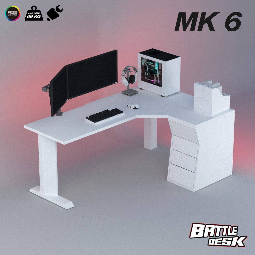 Meja Komputer Gaming PC Desk RGB Murah 180x60 Battledesk 
