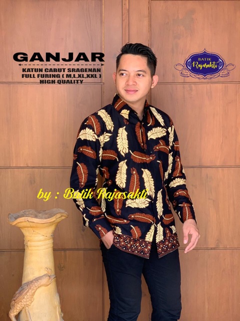 Kemeja Batik GANJAR FULL FURING Katun Cabut Halus Sragenan Size M-XXL Murah