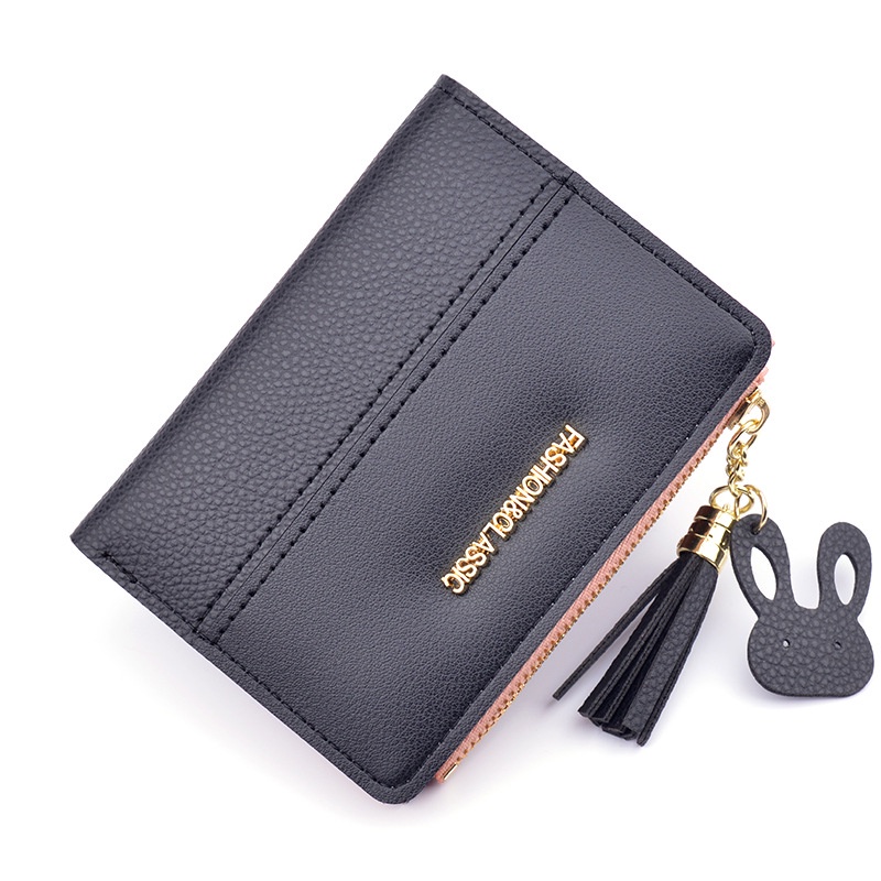 DOMPET LIPAT WANITA MINI GIVETHA WA544B5 KECIL TIPIS IMPORT KULIT HITAM SLOT KARTU UANG KOIN PENDEK REMAJA SIMPLE LUCU FASHION KOREA BRANDED BATAM KEKINIAN