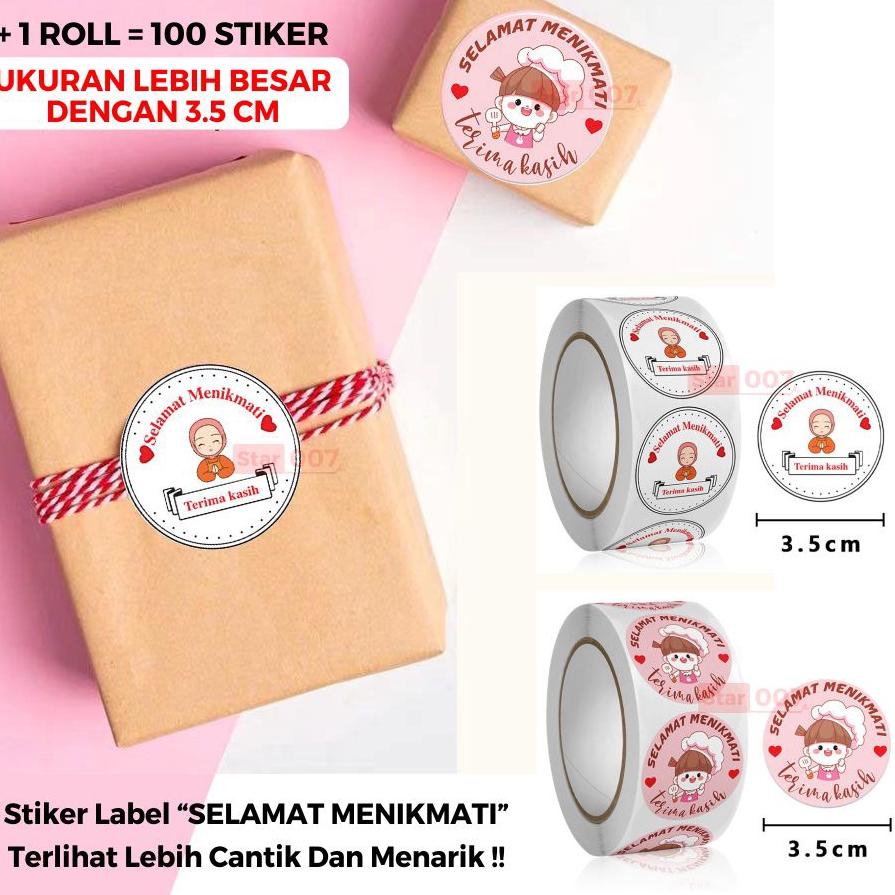 

☪ PROMO 1 ROLL ISI 500 PCS STIKER UKURAN 3.5 CM SELAMAT MENIKMATI UKURAN BESAR - STICKER MAKANAN THANK YOU LABEL が