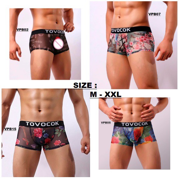 Celana Dalam Pria Boxer Motif Transparant Impor