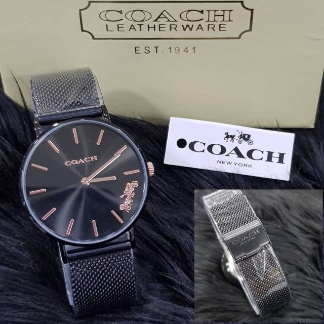 Jam Tangan Wanita Merk COACH BLACK ORI BM All Stainless Steel