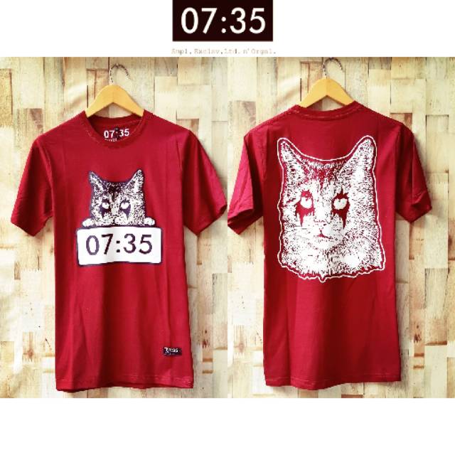  Baju  kaos  distro  smitty kucing merah glow in the dark 