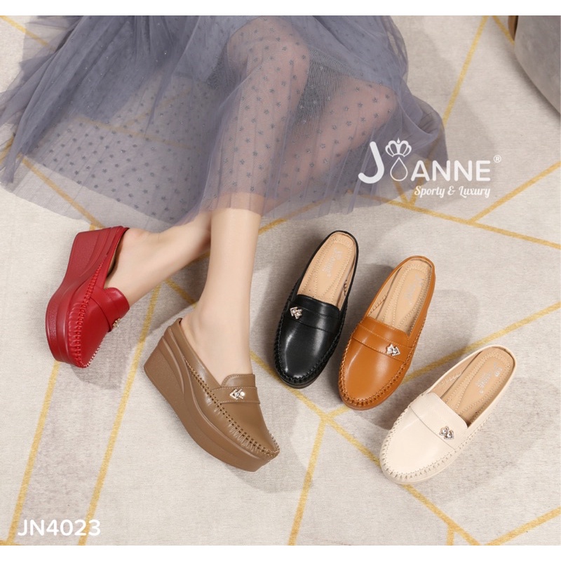 JOANNE Sepatu Wanita Mules High Wedges Shoes #JN4023 ORIGINAL