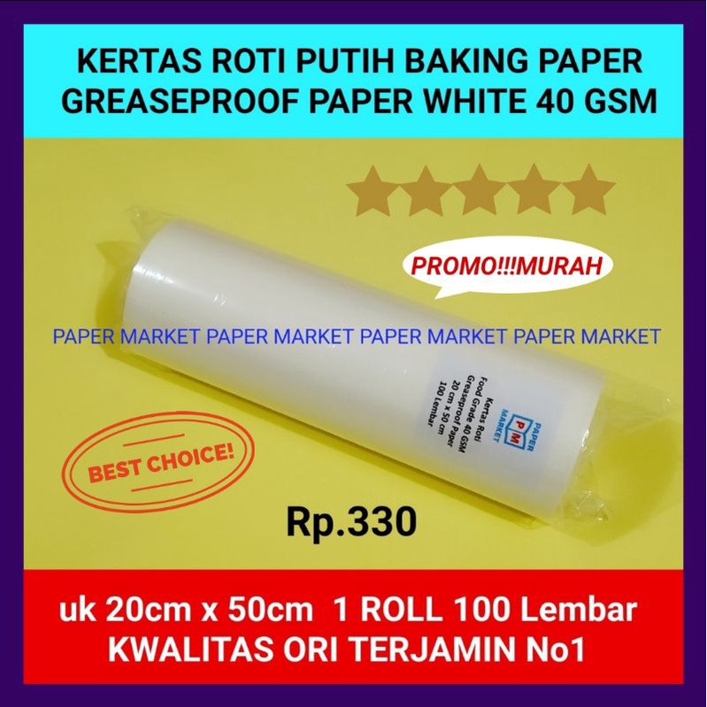 Jual Kertas Roti Putih Greaseproof Paper White 40 Gsm Uk 20 Cmx 50 Cm 100lembar Indonesiashopee 