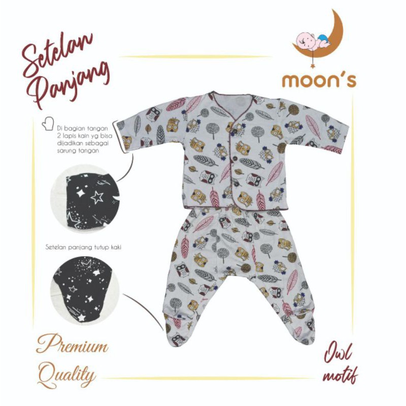 STELAN BAJU BAYI PANJANG NEWBRON PREMIUM BABYMOON PIYAMA BAYI BARU LAHIR PANJANG